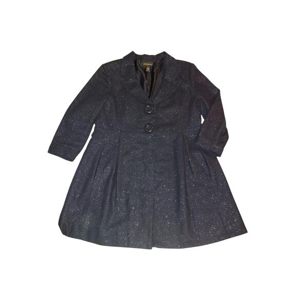 Metro Style Wool Blend Navy Peacoat Glittery Size 16 3/4 Sleeve - Picture 6 of 9